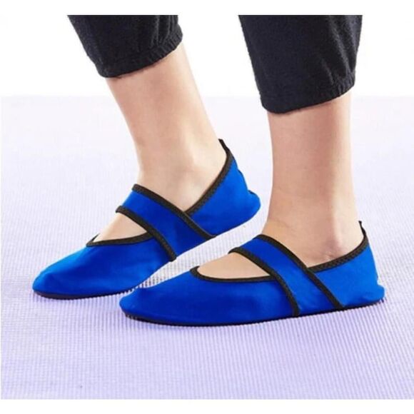 Nufoot Mary Janes Shoes Foldable & Flexible Flats Slipper Royal Blue Size Large - Picture 2 of 4